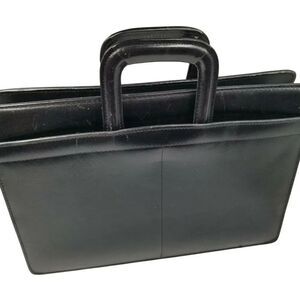 Black Briefcase Leather Unisex Laptop 15" Computer Carrying Case Bag